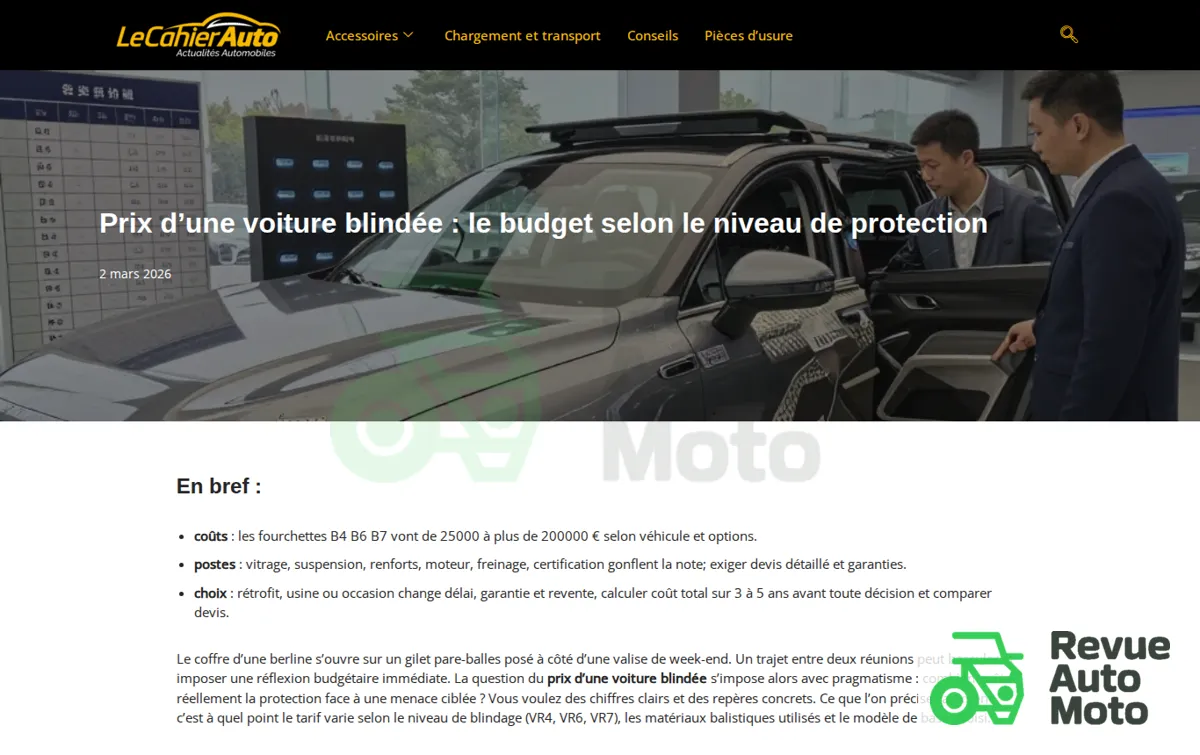 Capture : Prix d’une voiture blindée : le budget selon le niveau de protection